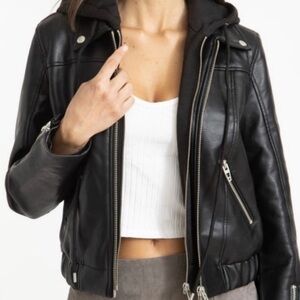 BlankNYC hooded Leather Jacket